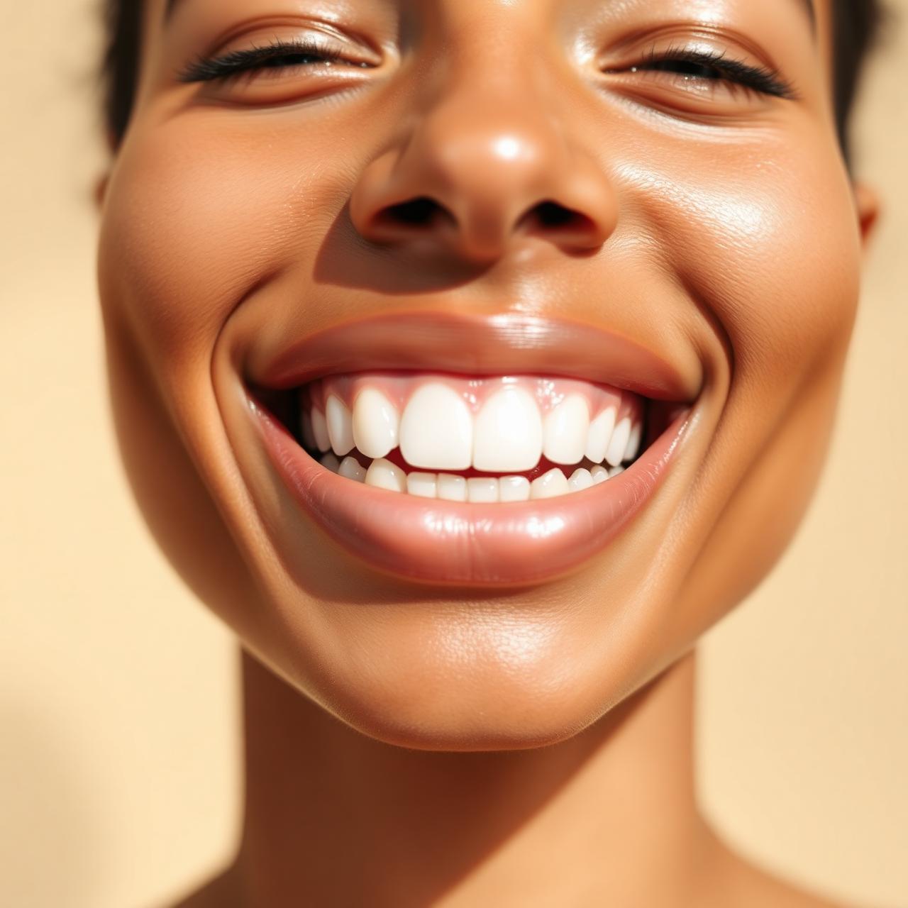 Confident close-up smile with healthy white teeth